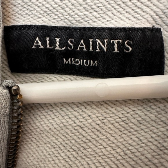 All Saints Raven Gray Zip Up Ramskull Hoodie - Picture 7 of 11